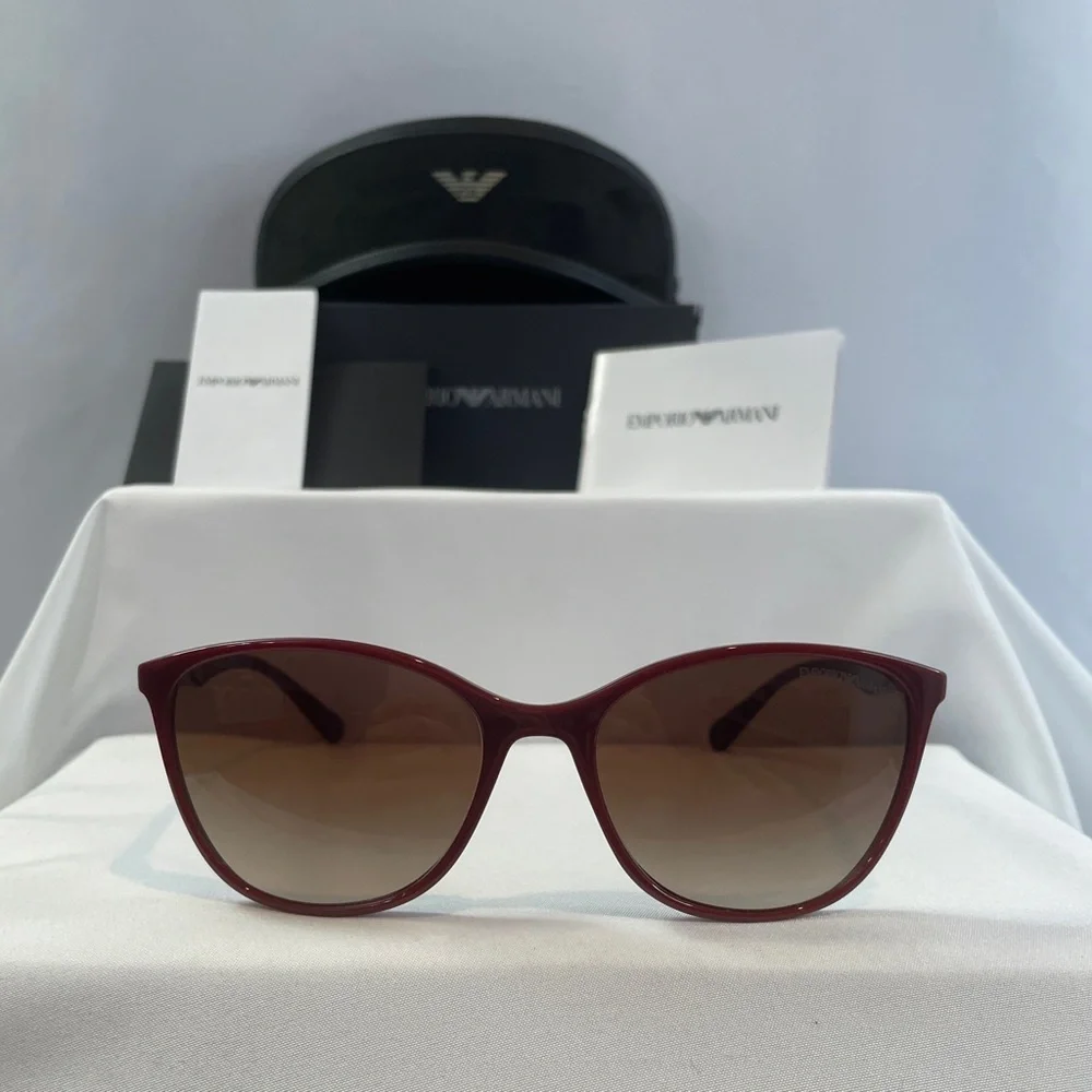 Emporio Armani EA4073 Bordeaux Cat-Eye Sunglasses With Brown Gradient Lenses - Picture 1 of 12
